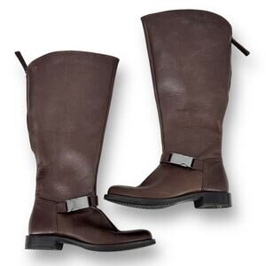 Ecco Sartorelle 25 Cocoa Brown Leather Knee Boots Womens Size 36 5 5.5